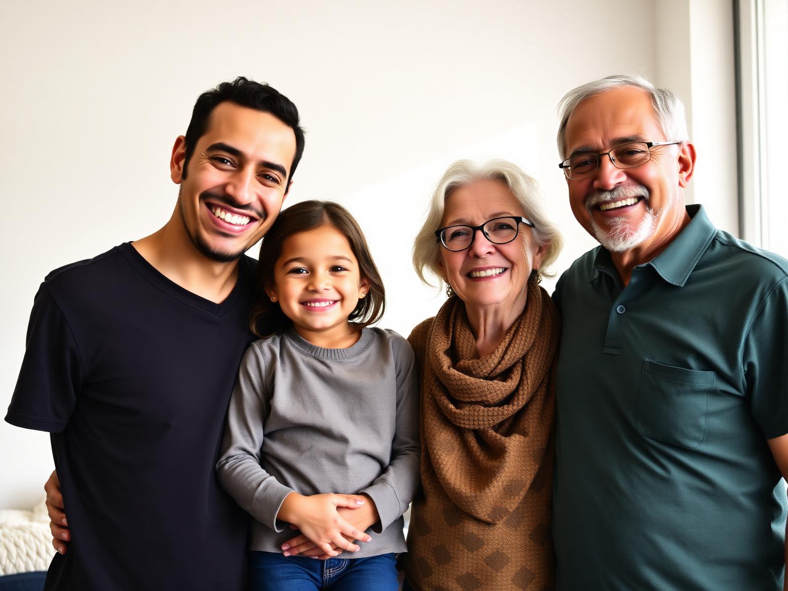 Família sorrindo, protegida por um plano de saúde